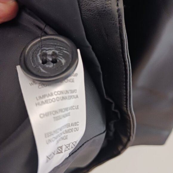 Calvin Klein Black Faux Leather Lightweight Coat, Size Medium Classic, Vegan - Picture 14 of 16